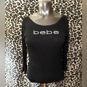 *SOLD* BEBE 3/4 Off Shoulder Top M